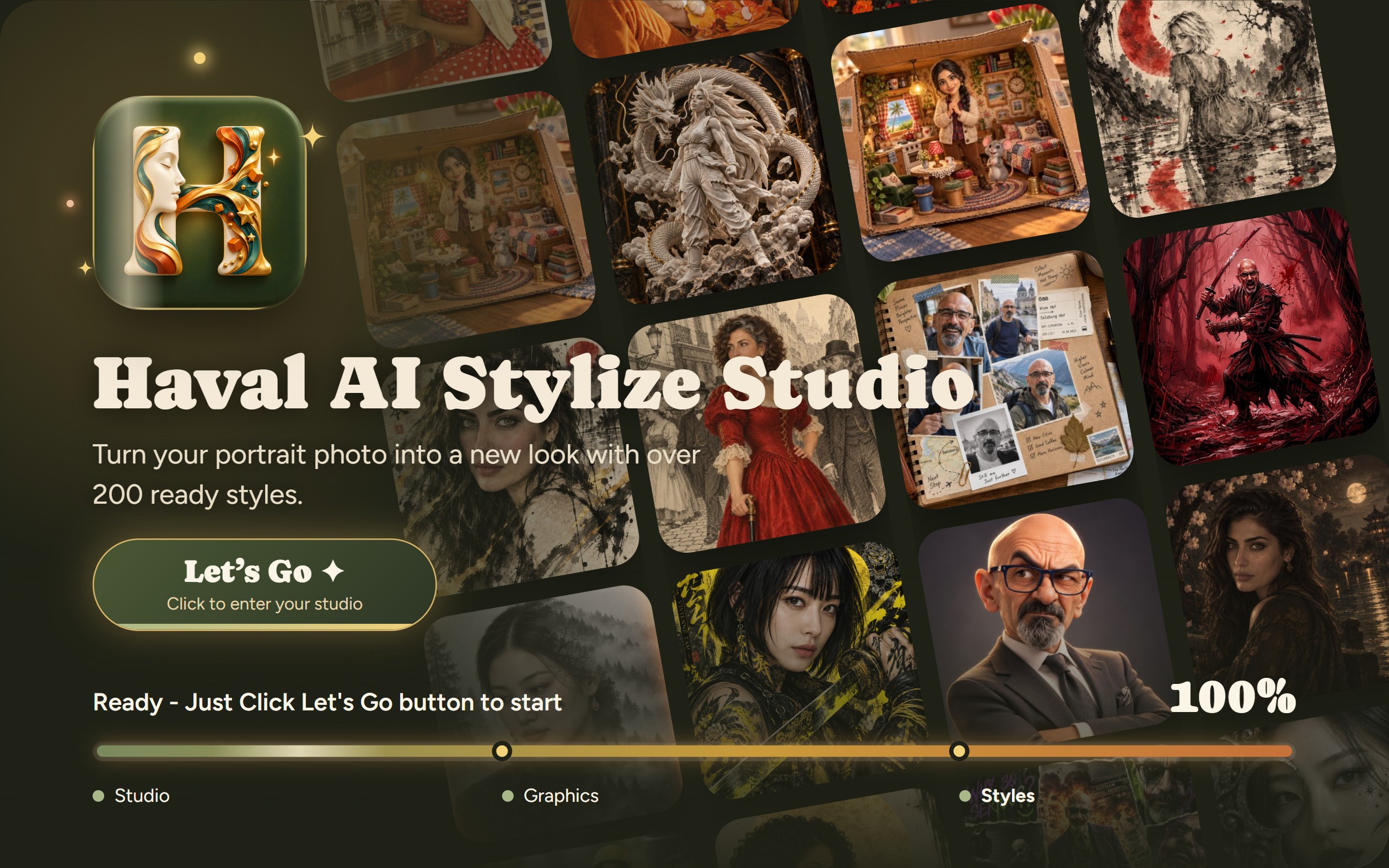 The splash screen with the ready Let’s Go button.
