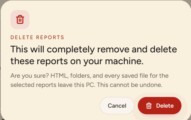 Confirm delete dialog