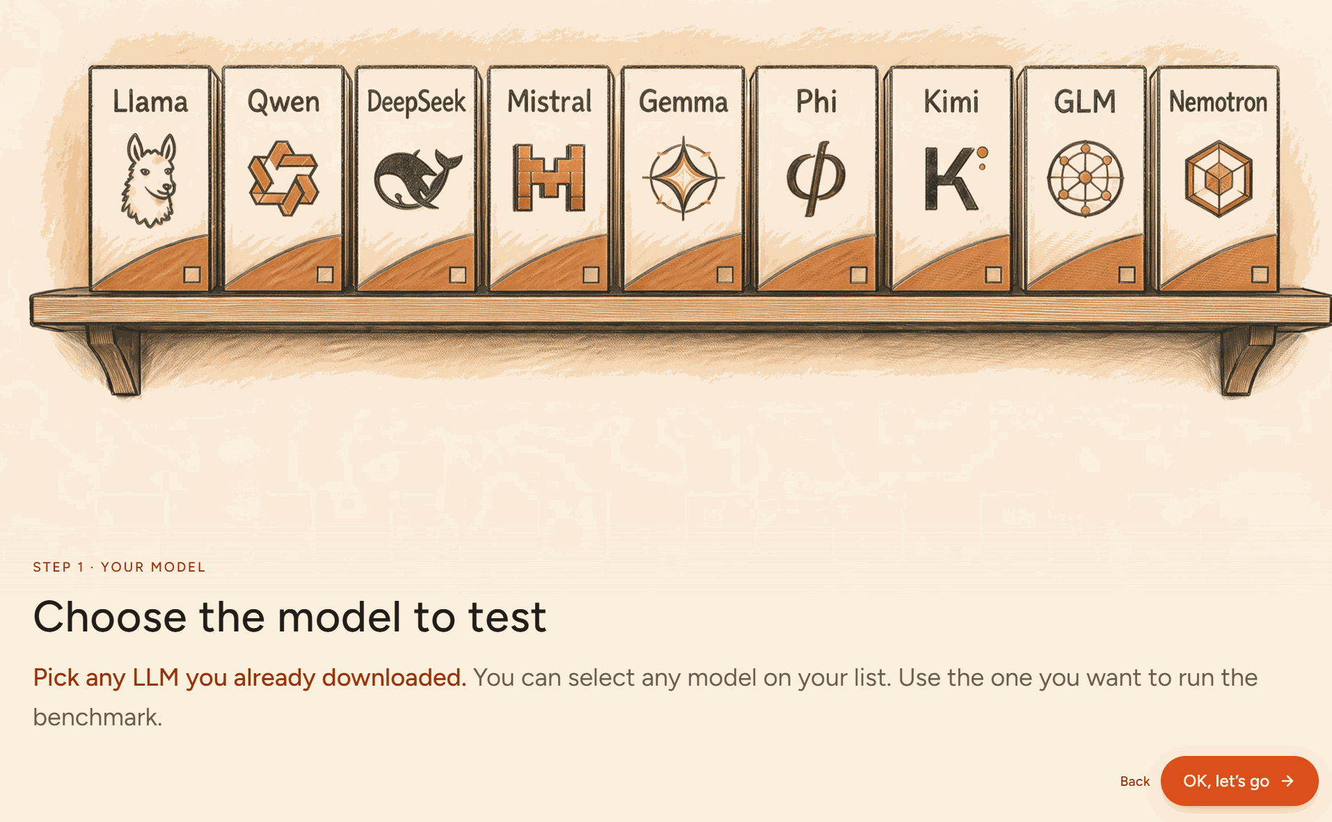 Guide step 1 intro: Choose the model to test