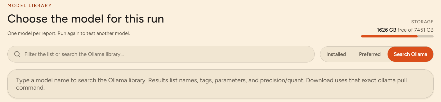 Models Search Ollama filter