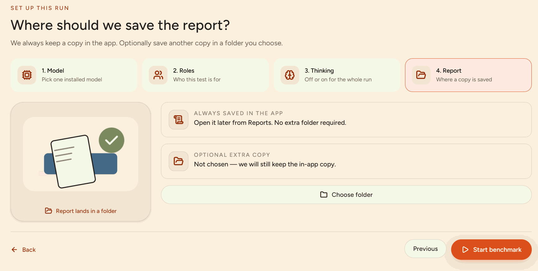 Guide: Where should we save the report?